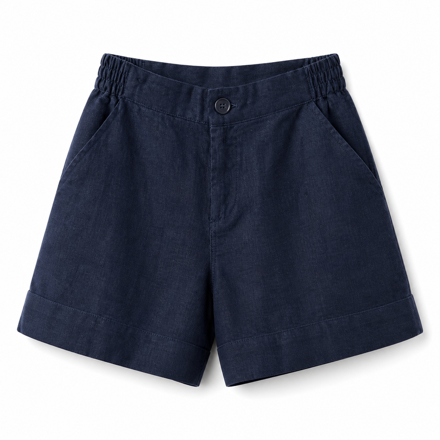 Damen Shorts mit hohem Bund und elastischem Rückenbund sowie Knopfverschluss