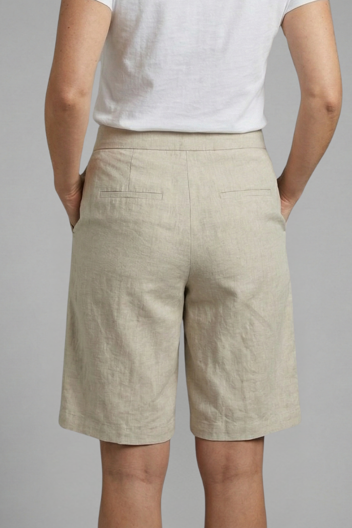Damen-Shorts mit hoher Taille, knielang mit schrägen Taschen
