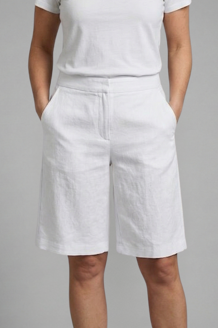 Damen-Shorts mit hoher Taille, knielang mit schrägen Taschen