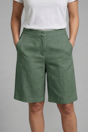 Damen-Shorts mit hoher Taille, knielang mit schrägen Taschen