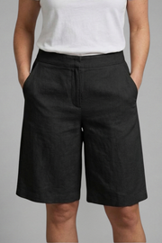 Damen-Shorts mit hoher Taille, knielang mit schrägen Taschen