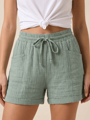 Damen Shorts mit Kordelzugbund und Aufgesetzten Taschen