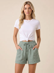 Damen Shorts mit Kordelzugbund und Aufgesetzten Taschen