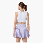 Damen Skort mit hohem Bund, Faltenstruktur und elastischem Bund