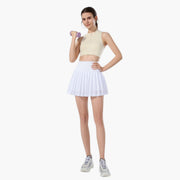 Damen Skort mit hohem Bund, Faltenstruktur und elastischem Bund
