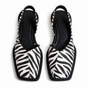 Damen Slingback Flache Schuhe mit Quadratischer Spitze
