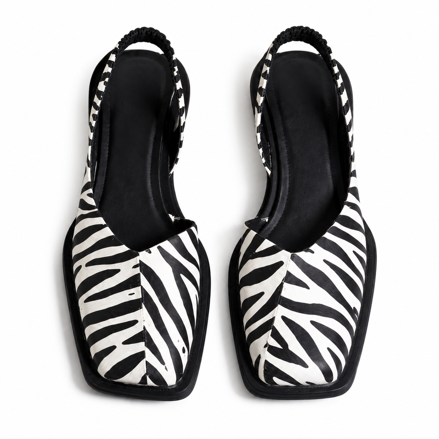 Damen Slingback Flache Schuhe mit Quadratischer Spitze