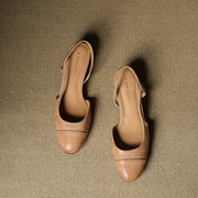Lena | Damen Slingback Pumps Leder Mandelförmig Niedrig