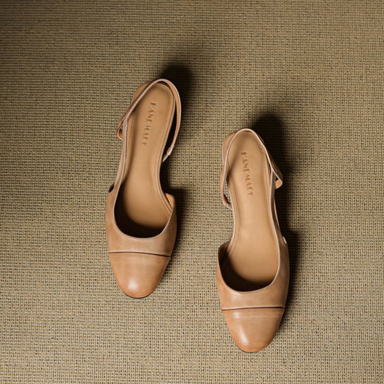 Lena | Damen Slingback Pumps Leder Mandelförmig Niedrig