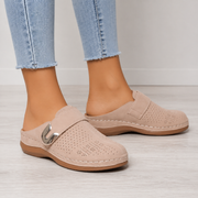 Damen Slip-On Loafer mit Schnallenriemen und Perforiertem Obermaterial