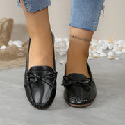 Damen Slipper-Loafer mit Schleifendetail und Genähter Oberfläche