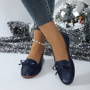 Damen Slipper-Loafer mit Schleifendetail und Genähter Oberfläche