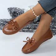 Damen Slipper-Loafer mit Schleifendetail und Genähter Oberfläche