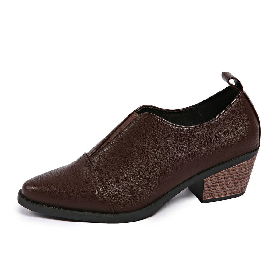 Damen Slipper-Schuhe mit Niedrigem Blockabsatz und Nahtdetail