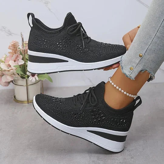 Damen Sneaker mit Komfortsohle und funkelnden Akzenten