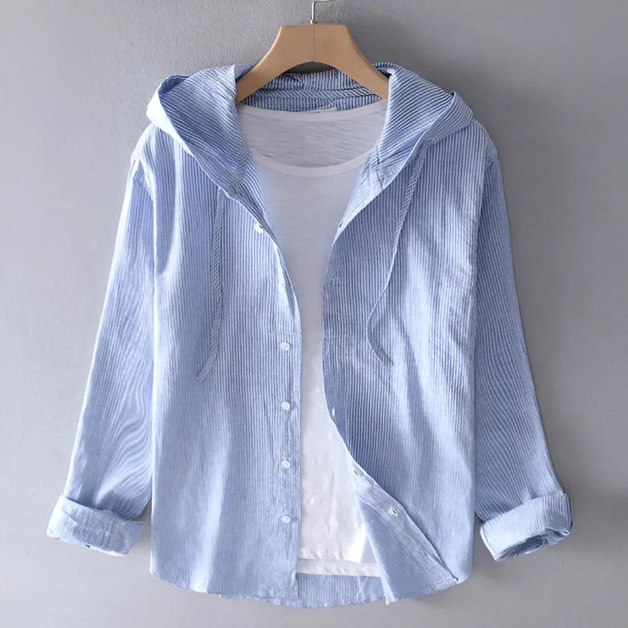Damen Zip Hoodie mit Kapuze und leichtem Streifenmuster