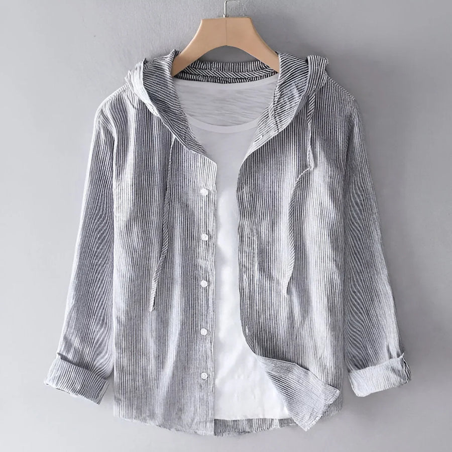 Damen Zip Hoodie mit Kapuze und leichtem Streifenmuster