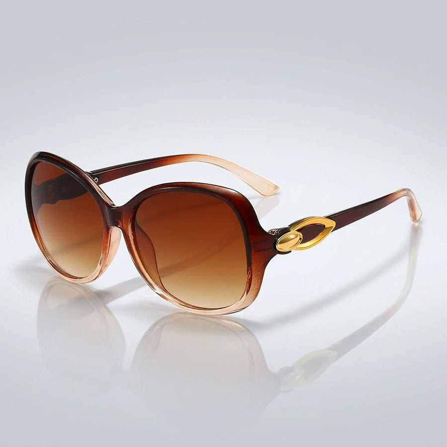 Damen-Sonnenbrille mit Schmetterlingsform und Metallic-Akzenten
