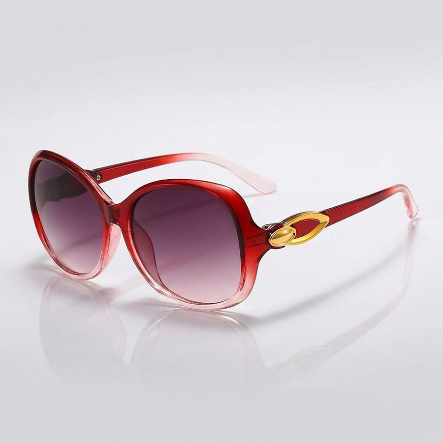 Damen-Sonnenbrille mit Schmetterlingsform und Metallic-Akzenten