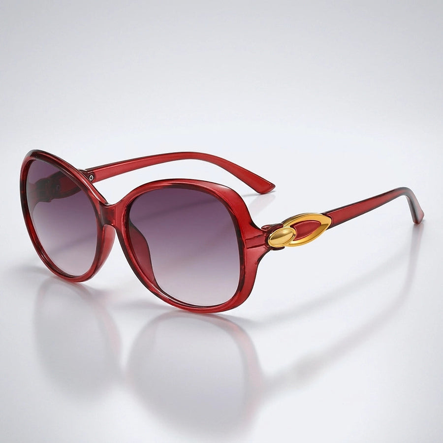 Damen-Sonnenbrille mit Schmetterlingsform und Metallic-Akzenten
