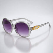 Damen-Sonnenbrille mit Schmetterlingsform und Metallic-Akzenten