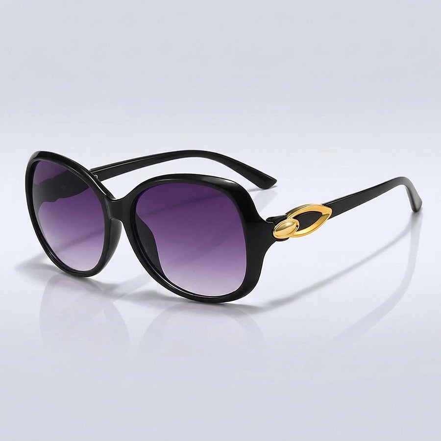 Damen-Sonnenbrille mit Schmetterlingsform und Metallic-Akzenten