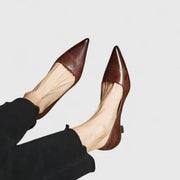 Damen Spitze Slip-On Pumps mit Niedrigem Absatz