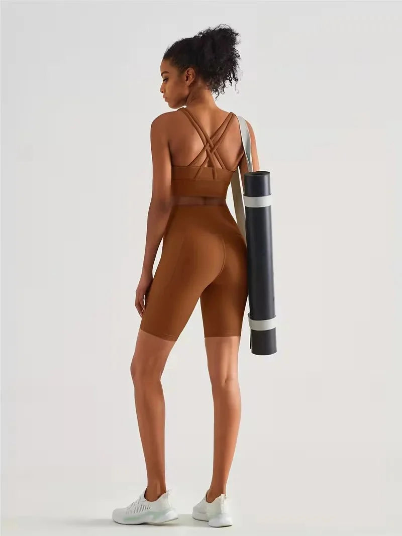 Damen Sport-Leggings Shorts mit Tasche