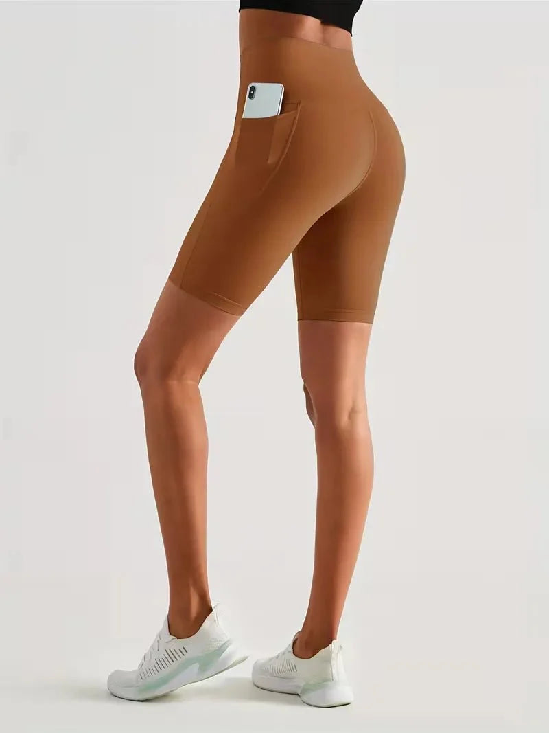 Damen Sport-Leggings Shorts mit Tasche