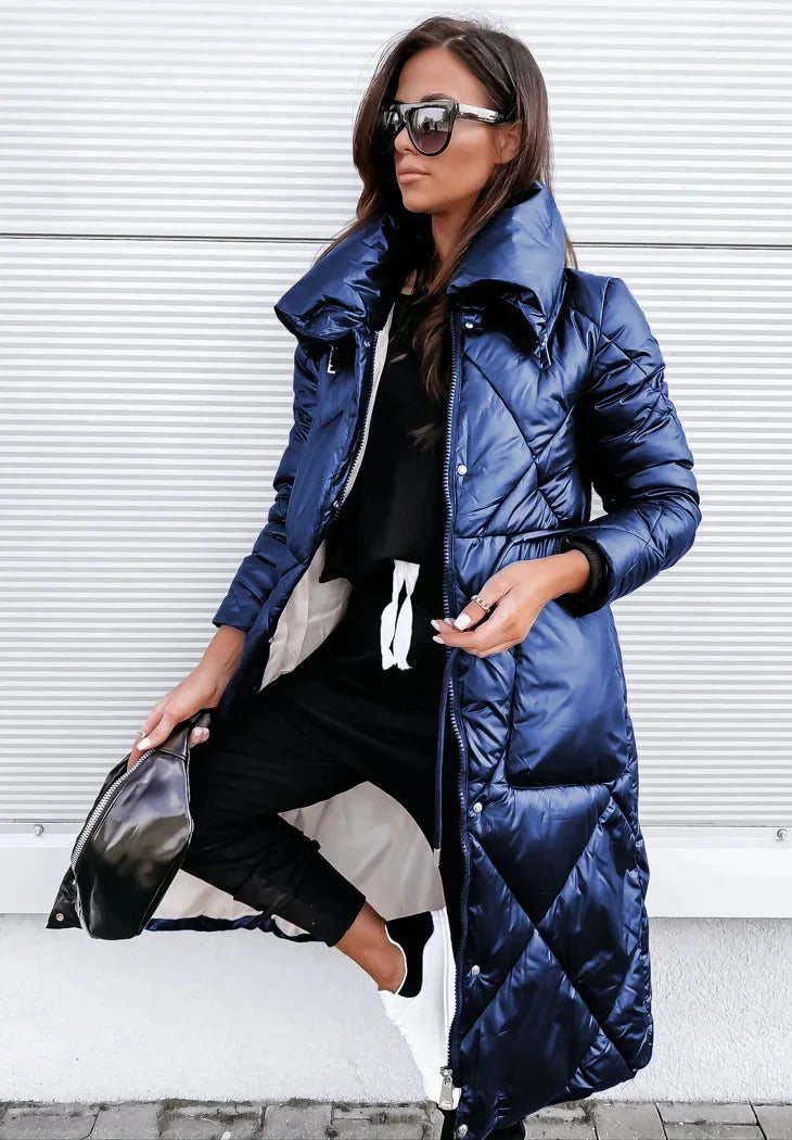 Damen Steppjacke mit hohem Kragen und Reißverschluss