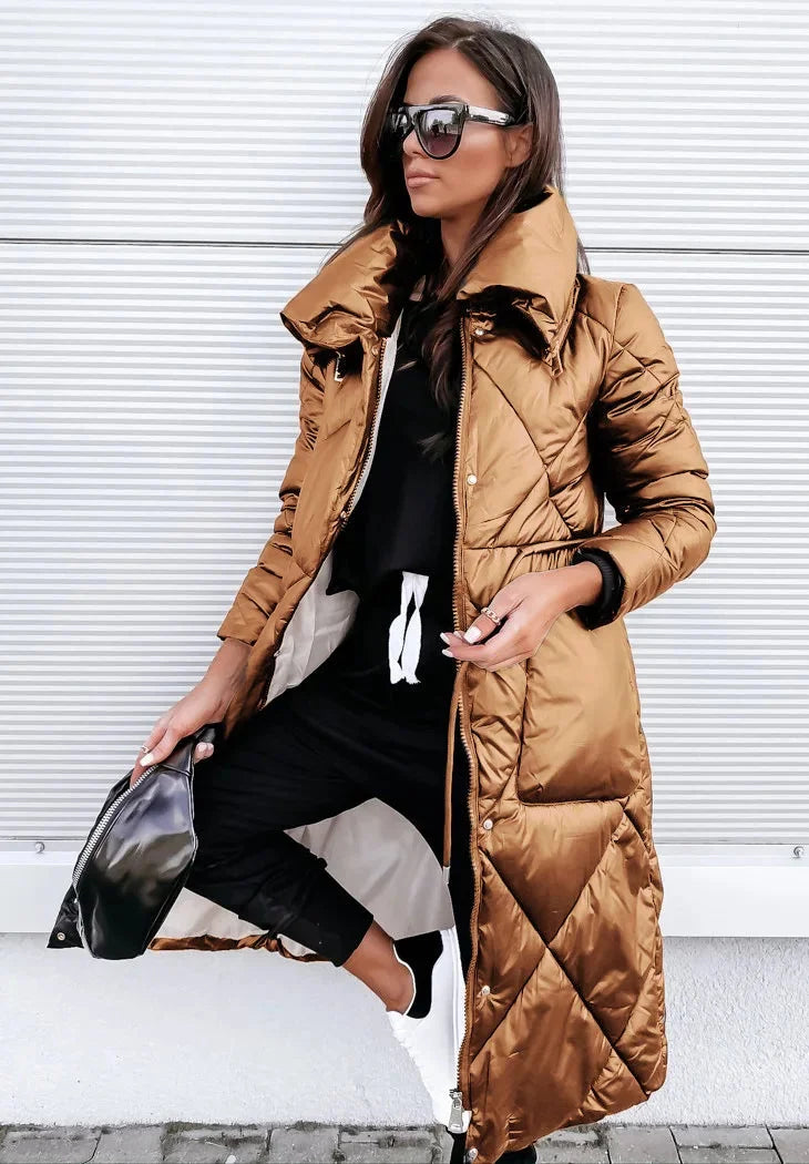 Damen Steppjacke mit hohem Kragen und Reißverschluss