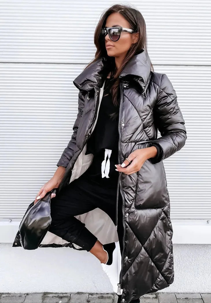 Damen Steppjacke mit hohem Kragen und Reißverschluss