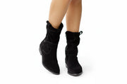 Damen Stiefel mit mittlerer Schafthöhe, Riemendetail und seitlichem Reißverschluss