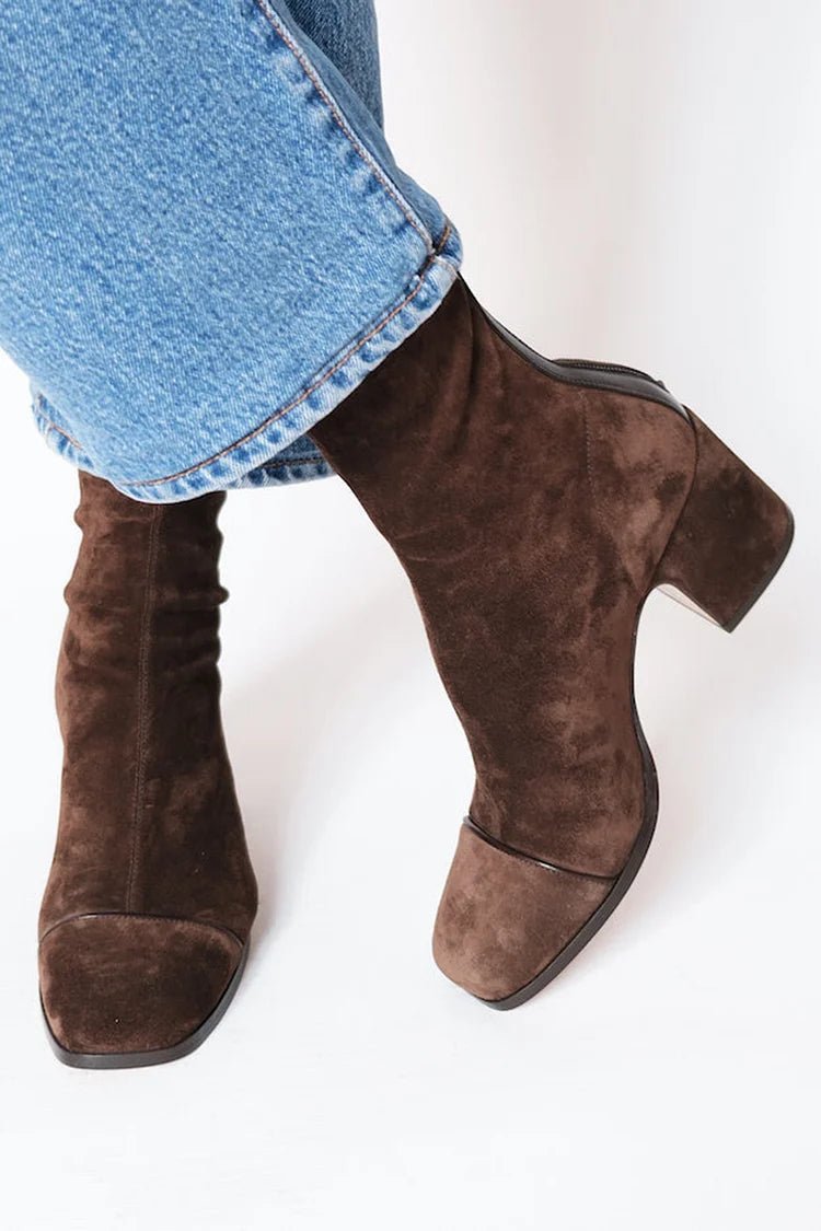 Frieda | Damen Stiefeletten Blockabsatz Quadratische Zehenpartie