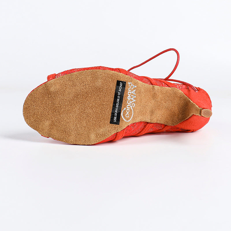 Damen Stiefeletten mit offener Zehenpartie und Schnürverschluss