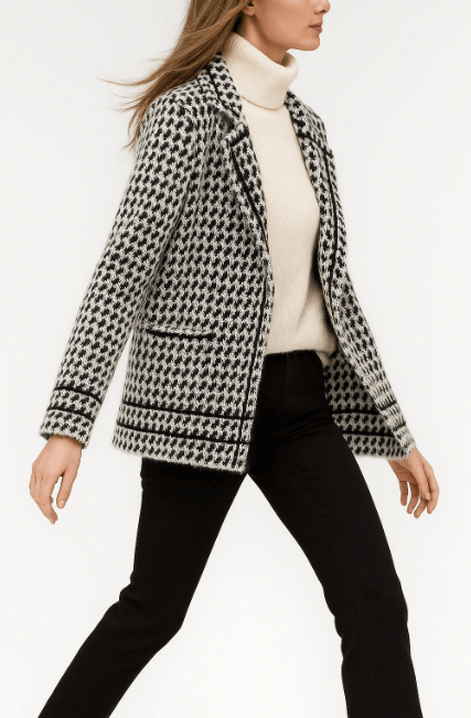 Damen Strick Jacke Hahnentritt