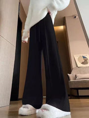 Damen Strickhose mit weitem Bein und elastischem Bund