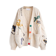 Damen Strickjacke mit Knopfleiste, V-Ausschnitt und aufgesetzten Taschen