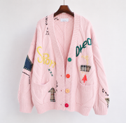 Damen Strickjacke mit Knopfleiste, V-Ausschnitt und aufgesetzten Taschen