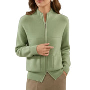 Damen Strickjacke mit Reißverschluss und aufgesetzten Taschen