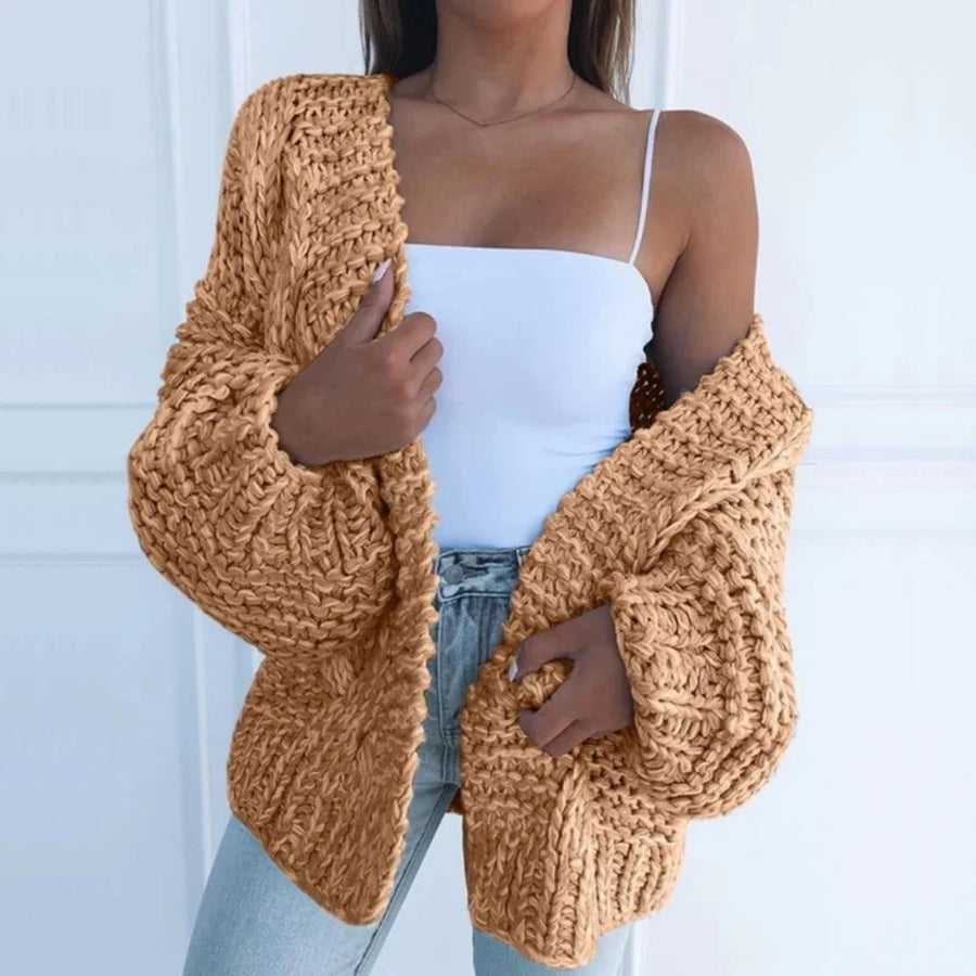 Damen Strickjacke Oversized mit Strukturmuster