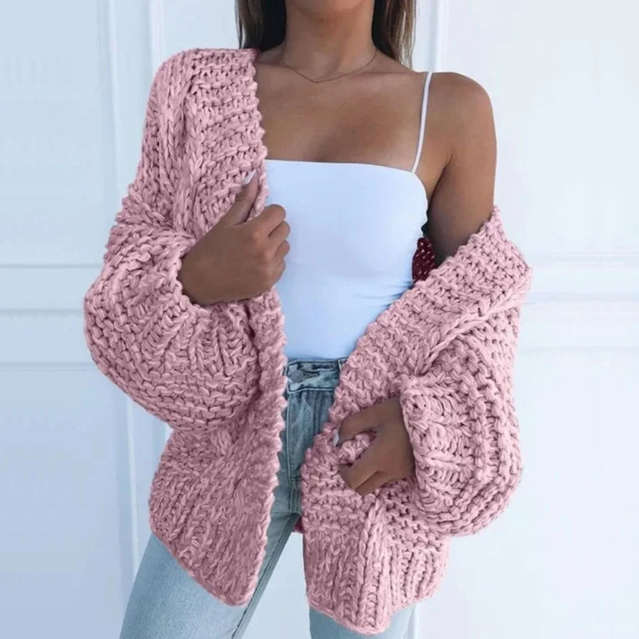 Damen Strickjacke Oversized mit Strukturmuster