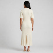 Damen-Strickkleid mit Kragen und Knopfleiste