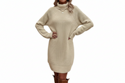 Damen Strickkleid mit Rollkragen und Rippbund