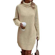 Damen Strickkleid mit Rollkragen und Rippbund