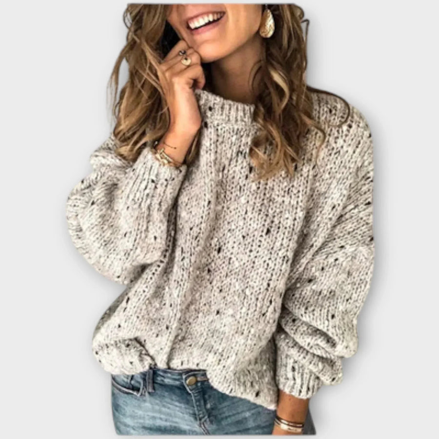 Damen Strickpullover mit lockerer Passform und Rundhalsausschnitt