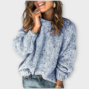 Damen Strickpullover mit lockerer Passform und Rundhalsausschnitt