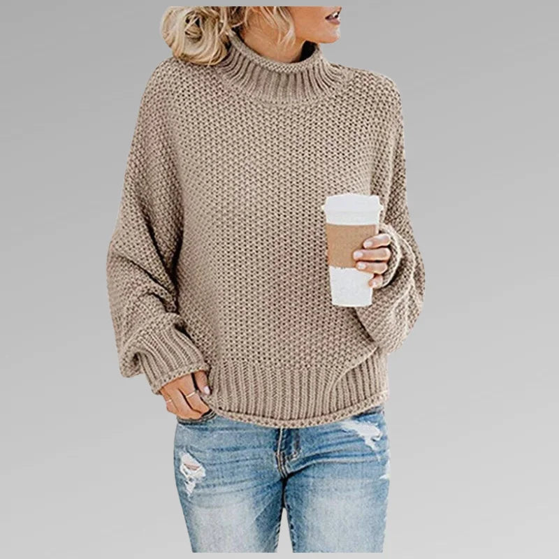 Damen Strickpullover mit Rollkragen und langen Ärmeln