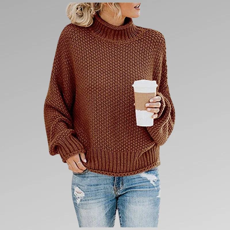 Damen Strickpullover mit Rollkragen und langen Ärmeln