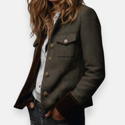 Nora | Damen Strukturierte Fischgrat Langarm-Blazer